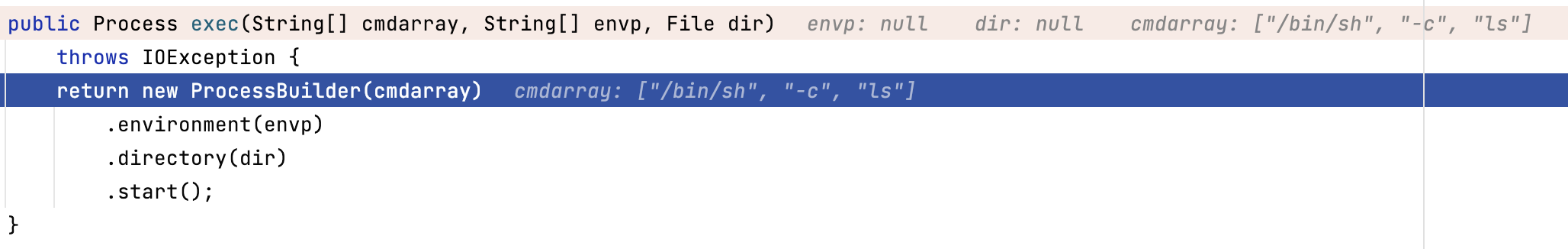 Figure 4: Runtime.exec() &amp; ProcessBuilder(cmdarray).start()